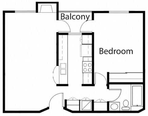 One Bedroom Apartment Floor Plan